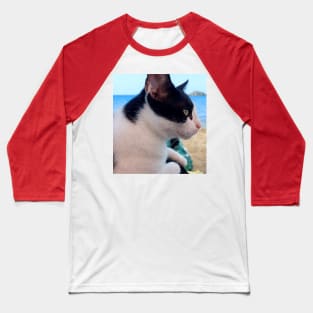 Cat on the Beach Baseball T-Shirt